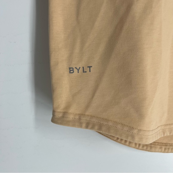Bylt Shirt Mens Medium Tan Black Drop Cut Short Sleeve Luxury Pocket Lightweight - Picture 10 of 10